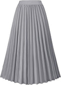 Women's High Waist Pleated Skirt A line Swing Midi Skirt