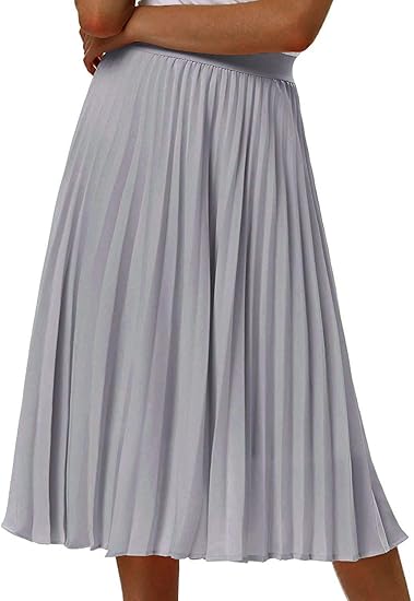 Women's High Waist Pleated Skirt A line Swing Midi Skirt